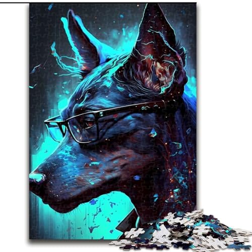Puzzle für Erwachsene, 1000 Teile, Dobermann-Pinscher-Hund, für Kinder ab 14 Jahren, Lernspiel, Herausforderung, Spielzeug, Geschenk zum Geburtstag (Größe 26x38cm) von MLADSOEHK