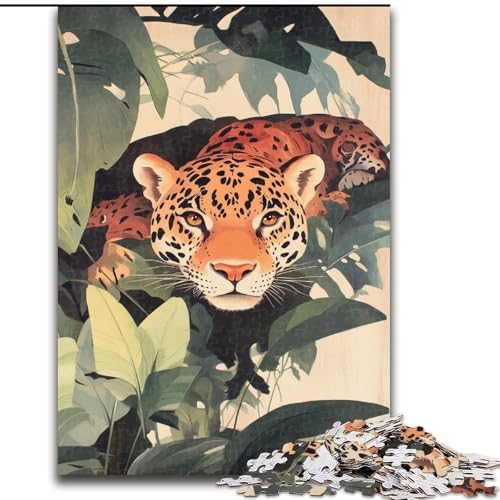 Puzzle für Erwachsene, 1000 Teile, Dschungel-Jaguar, für Kinder ab 14 Jahren, Lernspiel, Herausforderung, Spielzeug, Geschenk zum Geburtstag (Größe 50x75cm) von MLADSOEHK