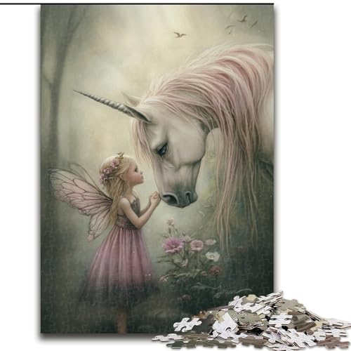 Puzzle für Erwachsene, 1000 Teile, Einhorn-Mädchen, Stressabbau, schwierige Herausforderung, Wichtelgeschenke für Kinder ab 14 Jahren (Größe 50x75cm) von MLADSOEHK