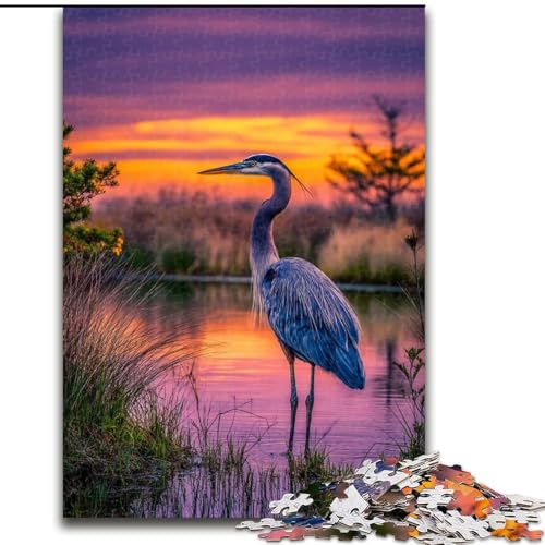 Puzzle für Erwachsene, 1000 Teile, Einsamer Reiher, geeignet für Kinder ab 14 Jahren, Wohndeko-Angebot als Geschenk für die ganze Familie (Größe 50x75cm) von MLADSOEHK