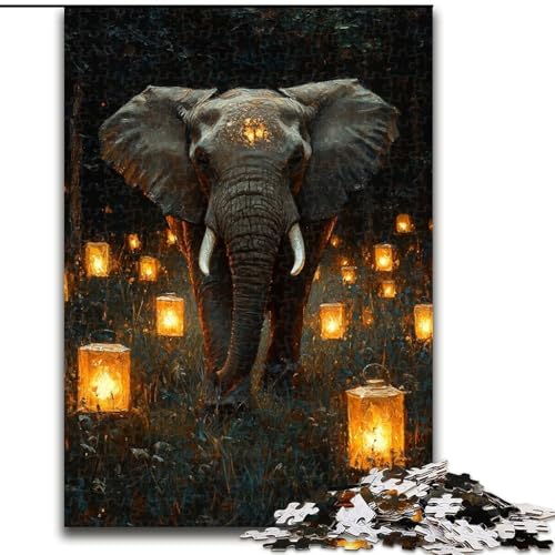 Puzzle für Erwachsene, 1000 Teile, Elefanten-Ölgemälde, geeignet für Kinder ab 14 Jahren, Lernspiele für zu Hause, DIY-Spielzeug, Kunstwerk, Geschenk (Größe 26x38cm) von MLADSOEHK