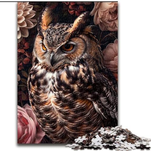 Puzzle für Erwachsene, 1000 Teile, Eule, Stressabbau, schwierige Herausforderung, Wichtelgeschenke für Kinder ab 14 Jahren (Größe 50x75cm) von MLADSOEHK