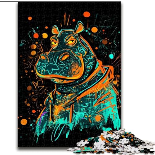 Puzzle für Erwachsene, 1000 Teile, Fantasie-Nilpferd, Stressabbau, schwierige Herausforderung, Wichtelgeschenke für Kinder ab 14 Jahren (Größe 26x38cm) von MLADSOEHK