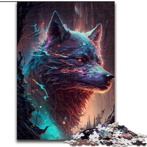 Puzzle für Erwachsene, 1000 Teile, Fantasievoller Wolf, für Kinder ab 14 Jahren Jedes Teil ist einzigartig – lustiges und herausforderndes Spiel für die ganze Familie Tolles Geschenk (Größe 26x38cm) von MLADSOEHK