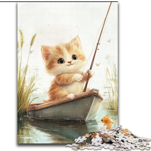 Puzzle für Erwachsene, 1000 Teile, Fischkatze, Spielzeug, Lernspiele, Stressabbau, einzigartige Heimdekoration und Geschenke (Größe 50x75cm) von MLADSOEHK