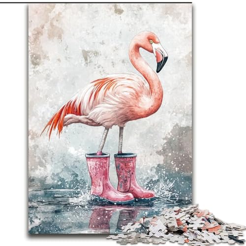 Puzzle für Erwachsene, 1000 Teile, Flamingo in Gummistiefeln, für Kinder ab 14 Jahren, Lernspiel, Herausforderung, Spielzeug, Geschenk zum Geburtstag (Größe 50x75cm) von MLADSOEHK