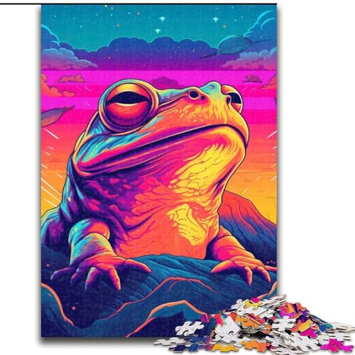 Puzzle für Erwachsene, 1000 Teile, Frosch, Sonnenuntergang, Frösche, Vintage, Lernspiele, Heimdekoration, ganze Familie (Größe 26x38cm) von MLADSOEHK