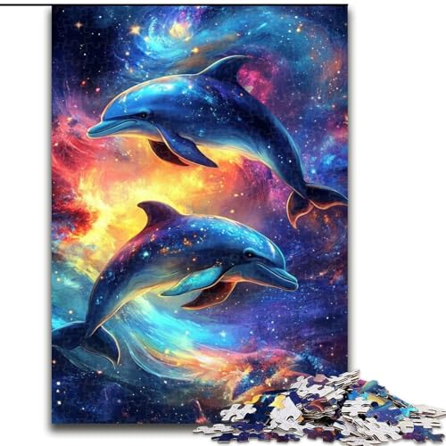 Puzzle für Erwachsene, 1000 Teile, Galaxie-Delfin, für Kinder ab 14 Jahren, Lernspiel, Herausforderung, Spielzeug, Geschenk zum Geburtstag (Größe 26x38cm) von MLADSOEHK