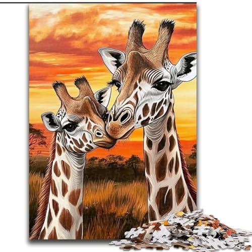 Puzzle für Erwachsene, 1000 Teile, Giraffenpaar, für Kinder ab 14 Jahren, Heimdekoration als Geschenk für die ganze Familie und Freunde (Größe 50x75cm) von MLADSOEHK