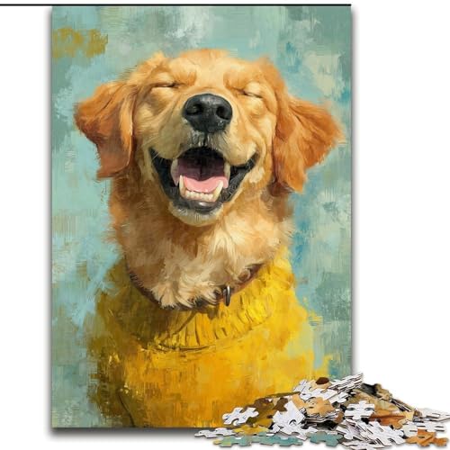 Puzzle für Erwachsene, 1000 Teile, Happy Golden Retriever, Lernspiele, Heimdekoration, ganze Familie (Größe 50x75cm) von MLADSOEHK