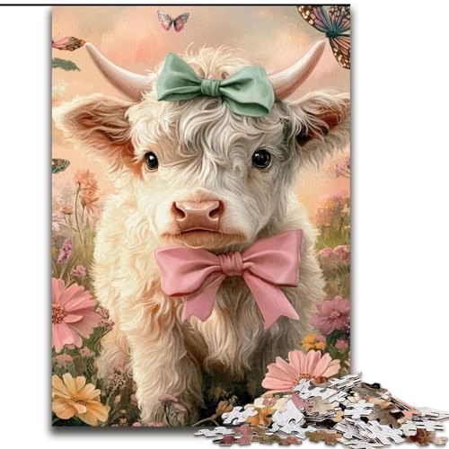 Puzzle für Erwachsene, 1000 Teile, Hochlandkuh, hilft dem Gehirn, süchtig machendes Spielzeug zu trainieren, um Geduld zu fördern, perfekte Dekoration (Größe 26x38cm) von MLADSOEHK