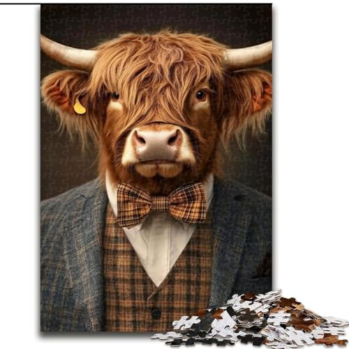 Puzzle für Erwachsene, 1000 Teile, Hochlandrinder in Anzügen, Lernspiele, Heimdekoration, ganze Familie (Größe 26x38cm) von MLADSOEHK
