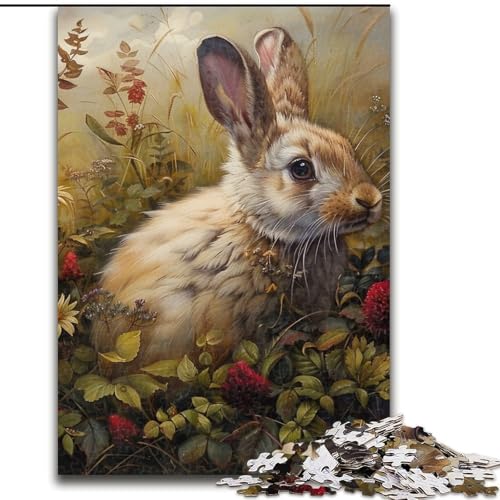Puzzle für Erwachsene, 1000 Teile, Kaninchen, hilft dem Gehirn, süchtig machendes Spielzeug zu trainieren, um Geduld zu fördern, perfekte Dekoration (Größe 26x38cm) von MLADSOEHK