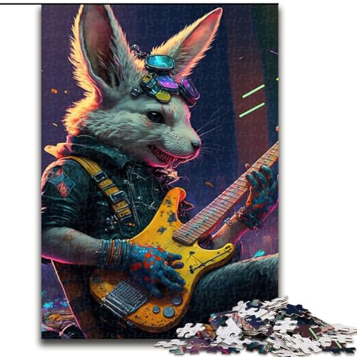 Puzzle für Erwachsene, 1000 Teile, Kaninchen-Gitarren-Tierpuzzle, anspruchsvolles Denkspiel, Familienaktivität, Heimdekoration, (Größe: 26x38cm) von MLADSOEHK