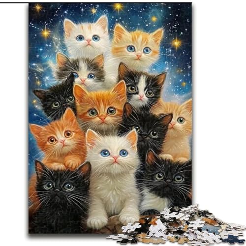Puzzle für Erwachsene, 1000 Teile, Katze, Lernspiele, Heimdekoration, ganze Familie (Größe 26x38cm) von MLADSOEHK