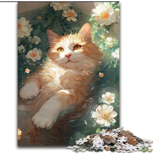 Puzzle für Erwachsene, 1000 Teile, Katze im Pool, für Kinder ab 14 Jahren, Lernspiel, Herausforderung, Spielzeug, Geschenk zum Geburtstag (Größe 50x75cm) von MLADSOEHK