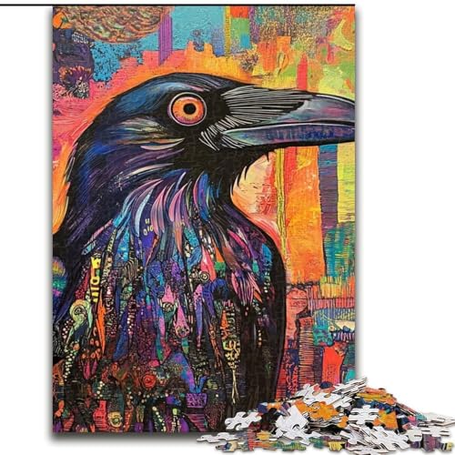 Puzzle für Erwachsene, 1000 Teile, Krähen-Graffiti, Spielzeug, Lernspiele, Stressabbau, einzigartige Heimdekoration und Geschenke (Größe 26x38cm) von MLADSOEHK