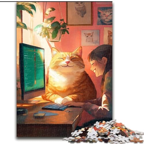Puzzle für Erwachsene, 1000 Teile, Kunstkatze, geeignet für Kinder ab 14 Jahren, Lernspiele für zu Hause, DIY-Spielzeug, Kunstwerk, Geschenk (Größe 26x38cm) von MLADSOEHK