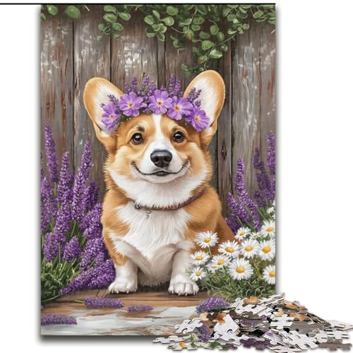 Puzzle für Erwachsene, 1000 Teile, Lavendel-Corgi, Lernspiele, Heimdekoration, ganze Familie (Größe 26x38cm) von MLADSOEHK