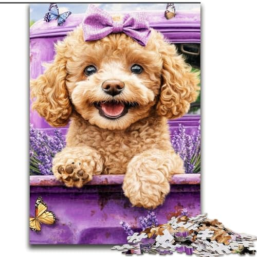 Puzzle für Erwachsene, 1000 Teile, Lavendelpudel, geeignet für Kinder ab 14 Jahren, Lernspiele für Zuhause, DIY-Spielzeug, Kunstwerk, Geschenk (Größe 26x38cm) von MLADSOEHK