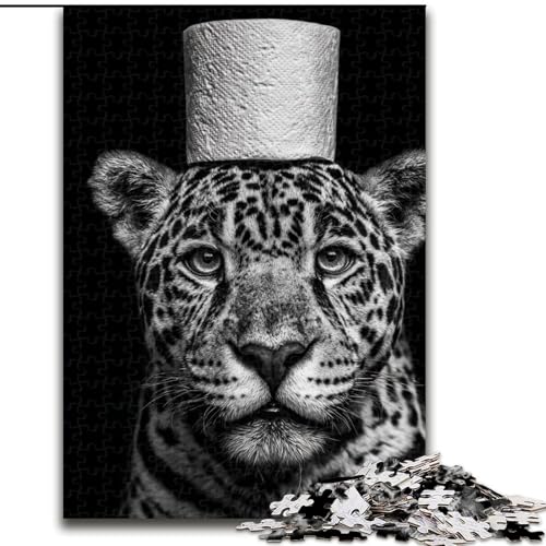 Puzzle für Erwachsene, 1000 Teile, Leopard spielt mit Toilettenpapier, Stressabbau, schwierige Herausforderung, Wichtelgeschenke für Kinder ab 14 Jahren (Größe 26x38cm) von MLADSOEHK