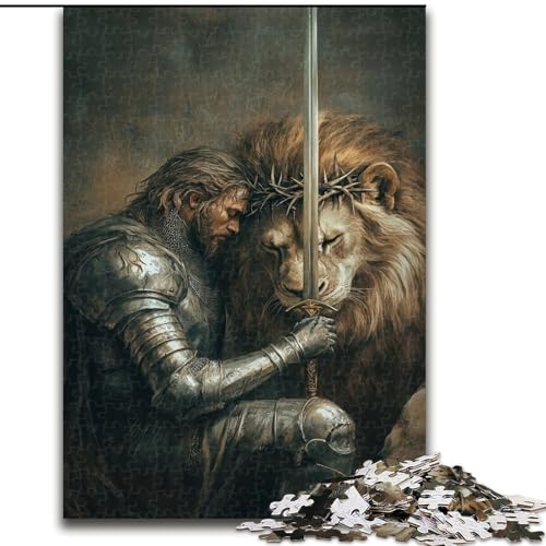 Puzzle für Erwachsene, 1000 Teile, Löwe und Ritter, für Kinder ab 14 Jahren, Heimdekoration als Geschenk für die ganze Familie und Freunde (Größe 26x38cm) von MLADSOEHK