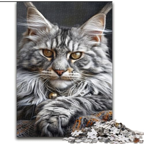 Puzzle für Erwachsene, 1000 Teile, Maine-Coon-Katze, geeignet für Kinder ab 14 Jahren, Lernspiele für Zuhause, DIY-Spielzeug, Kunstwerk, Geschenk (Größe 50x75cm) von MLADSOEHK