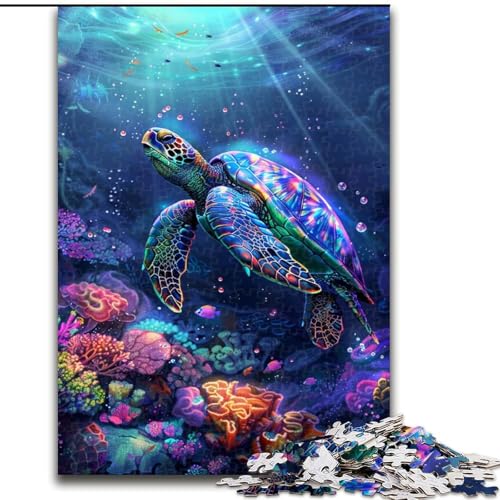 Puzzle für Erwachsene, 1000 Teile, Meeresschildkröte, hilft dem Gehirn, süchtig machendes Spielzeug zu trainieren, um Geduld zu fördern, perfekte Dekoration (Größe 50x75cm) von MLADSOEHK
