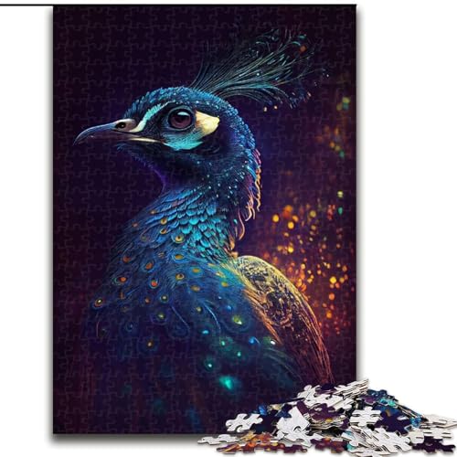 Puzzle für Erwachsene, 1000 Teile, Pfauenbeleuchtung, Stressabbau, schwierige Herausforderung, Wichtelgeschenke für Kinder ab 14 Jahren (Größe 50x75cm) von MLADSOEHK