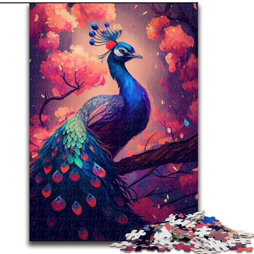 Puzzle für Erwachsene, 1000 Teile, Pfauenblume, für Kinder ab 14 Jahren, Heimdekoration als Geschenk für die ganze Familie und Freunde (Größe 50x75cm) von MLADSOEHK