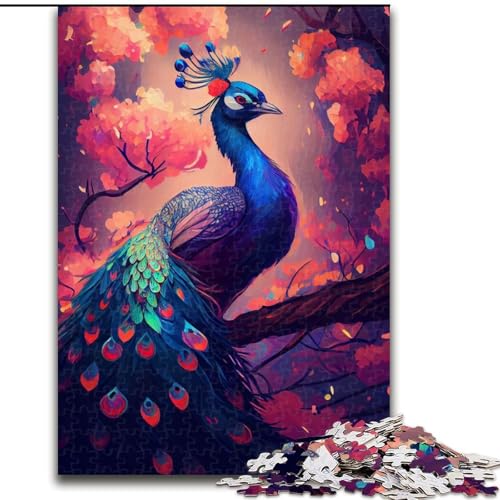 Puzzle für Erwachsene, 1000 Teile, Pfauenblume, für Kinder ab 14 Jahren, Lernspiel, Herausforderung, Spielzeug, Geschenk zum Geburtstag (Größe 26x38cm) von MLADSOEHK