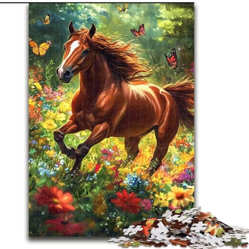 Puzzle für Erwachsene, 1000 Teile, Pferd zwischen Blumen, für Kinder ab 14 Jahren Jedes Teil ist einzigartig – lustiges und herausforderndes Spiel für die ganze Familie Tolles Geschenk (Größe 50x75cm) von MLADSOEHK