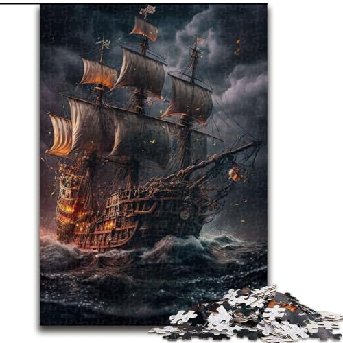 Puzzle für Erwachsene, 1000 Teile, Piratenschiff, für Kinder ab 14 Jahren, Lernspiel, Herausforderung, Spielzeug, Geschenk zum Geburtstag (Größe 26x38cm) von MLADSOEHK