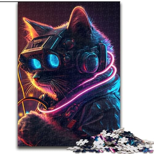 Puzzle für Erwachsene, 1000 Teile, Punk-Mensch-Katze, Spielzeug, Lernspiele, Stressabbau, einzigartige Heimdekoration und Geschenke (Größe 50x75cm) von MLADSOEHK