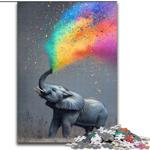 Puzzle für Erwachsene, 1000 Teile, Regenbogen-Rauchelefant, für Kinder ab 14 Jahren, Lernspiel, Herausforderung, Spielzeug, Geschenk zum Geburtstag (Größe 50x75cm) von MLADSOEHK