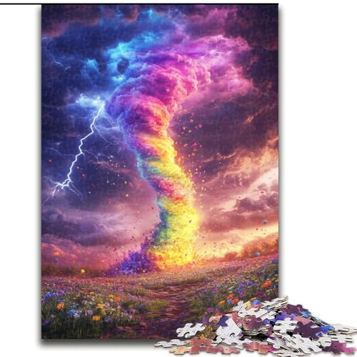 Puzzle für Erwachsene, 1000 Teile, Regenbogen-Tornado, Denksportaufgabe zur Wanddekoration, einzigartige Geburtstags 14-Jährige (Größe 50x75cm) von MLADSOEHK