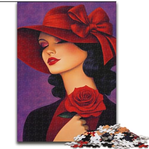 Puzzle für Erwachsene, 1000 Teile, Rosenfrau, hilft dem Gehirn, süchtig machendes Spielzeug zu trainieren, um Geduld zu fördern, perfekte Dekoration (Größe 50x75cm) von MLADSOEHK