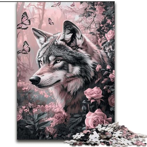 Puzzle für Erwachsene, 1000 Teile, Rosenwolf, für Kinder ab 14 Jahren, Heimdekoration als Geschenk für die ganze Familie und Freunde (Größe 26x38cm) von MLADSOEHK