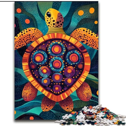 Puzzle für Erwachsene, 1000 Teile, Schildkrötenkunst, Stressabbau, schwierige Herausforderung, Wichtelgeschenke für Kinder ab 14 Jahren (Größe 26x38cm) von MLADSOEHK
