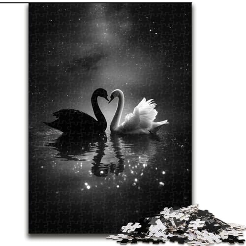 Puzzle für Erwachsene, 1000 Teile, Schwarz-Weiß-Schwan, geeignet für Kinder ab 14 Jahren, Lernspiele für Zuhause, DIY-Spielzeug, Kunstwerk, Geschenk (Größe 26x38cm) von MLADSOEHK