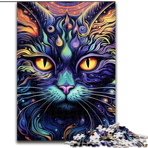 Puzzle für Erwachsene, 1000 Teile, Schwarze Katze, aus Holz, für Teenager und Familienspaß – DIY-Denkspiel, Geschenk, 50x75cm, für interaktives Familienspiel von MLADSOEHK