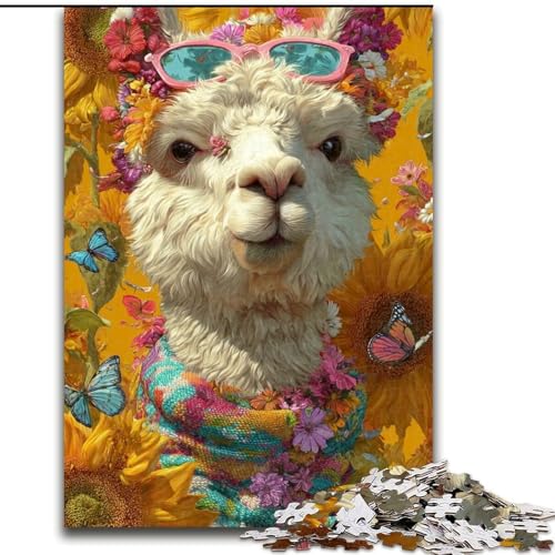 Puzzle für Erwachsene, 1000 Teile, Sonnenblumen-Alpaka, für Kinder ab 14 Jahren, Lernspiel, Herausforderung, Spielzeug, Geschenk zum Geburtstag (Größe 50x75cm) von MLADSOEHK