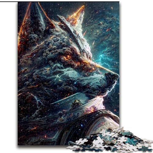 Puzzle für Erwachsene, 1000 Teile, Space Wolf, Stressabbau, schwierige Herausforderung, Wichtelgeschenke für Kinder ab 14 Jahren (Größe 26x38cm) von MLADSOEHK