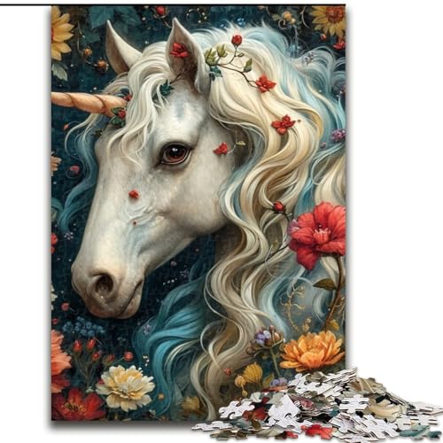 Puzzle für Erwachsene, 1000 Teile, Tier-Einhorn, für Kinder ab 14 Jahren, Heimdekoration als Geschenk für die ganze Familie und Freunde (Größe 26x38cm) von MLADSOEHK