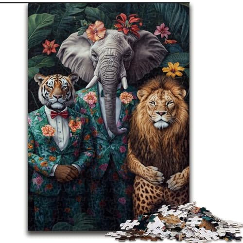 Puzzle für Erwachsene, 1000 Teile, Tierfamilie, Stressabbau, schwierige Herausforderung, Wichtelgeschenke für Kinder ab 14 Jahren (Größe 50x75cm) von MLADSOEHK