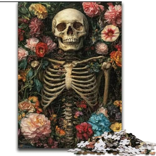 Puzzle für Erwachsene, 1000 Teile, Totenkopf-Blumen, Lernspiele, Heimdekoration, ganze Familie (Größe 50x75cm) von MLADSOEHK