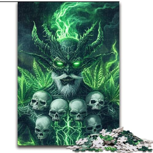 Puzzle für Erwachsene, 1000 Teile, Totenkopf und Blätter, Stressabbau, schwierige Herausforderung, Wichtelgeschenke für Kinder ab 14 Jahren (Größe 50x75cm) von MLADSOEHK