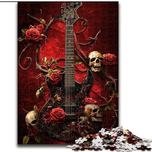 Puzzle für Erwachsene, 1000 Teile, Totenkopfgitarre, Lernspiele, Heimdekoration, ganze Familie (Größe 26x38cm) von MLADSOEHK