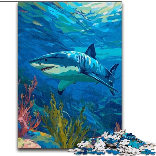 Puzzle für Erwachsene, 1000 Teile, Unterwasserhai, für Kinder ab 14 Jahren, Lernspiel, Herausforderung, Spielzeug, Geschenk zum Geburtstag (Größe 26x38cm) von MLADSOEHK