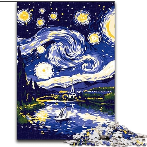 Puzzle für Erwachsene, 1000 Teile, Van Gogh Nachthimmel, Lernspiele, Heimdekoration, ganze Familie (Größe 50x75cm) von MLADSOEHK